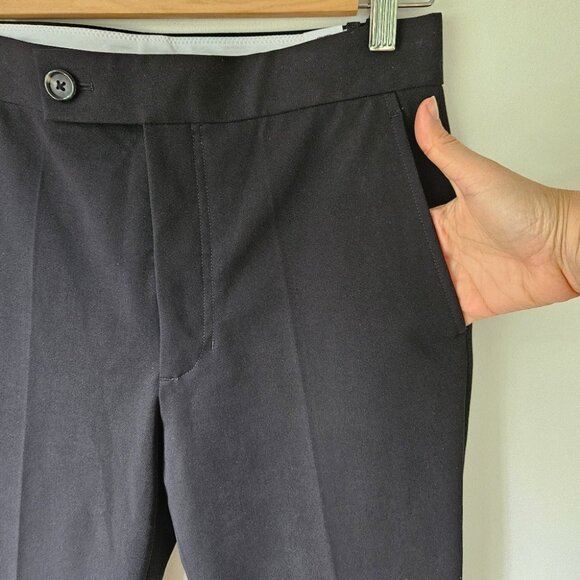 Helmut Lang Straight Leg Slit Pants 8 Black Stretch Designer Corporate - Picture 6 of 14